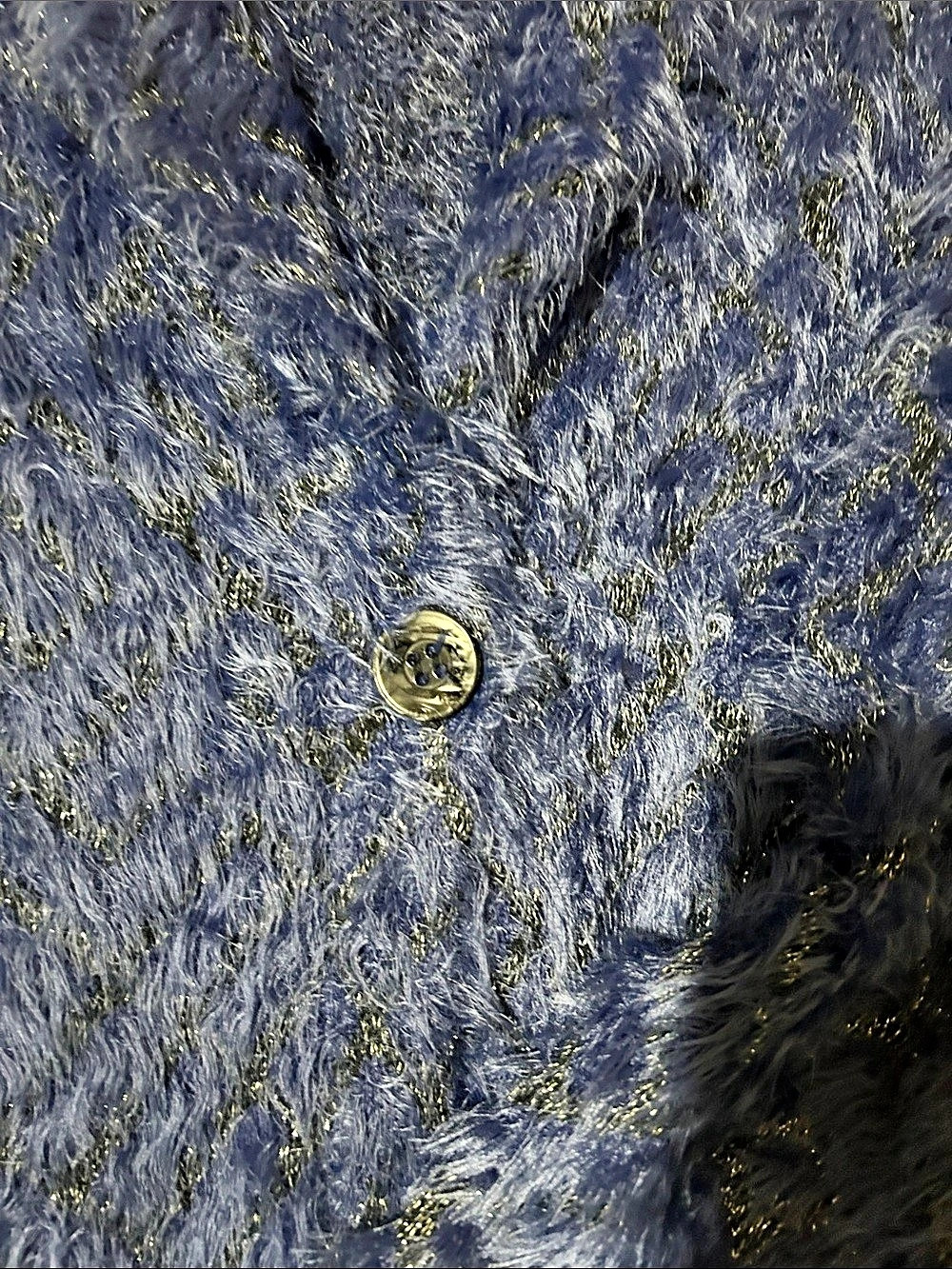 ETHYL Blue Fuzzy Button-Front Coat - Picture 6 of 6